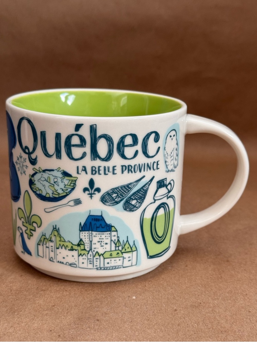 Starbucks 2018 Been There Series Quebec Blue and Green Mug. 14 fl oz.